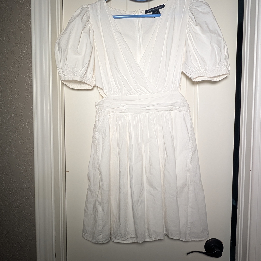 French Connection White Rhodes Cutout Poplin Mini Dress, Women's Size 4 - Picture 7 of 12